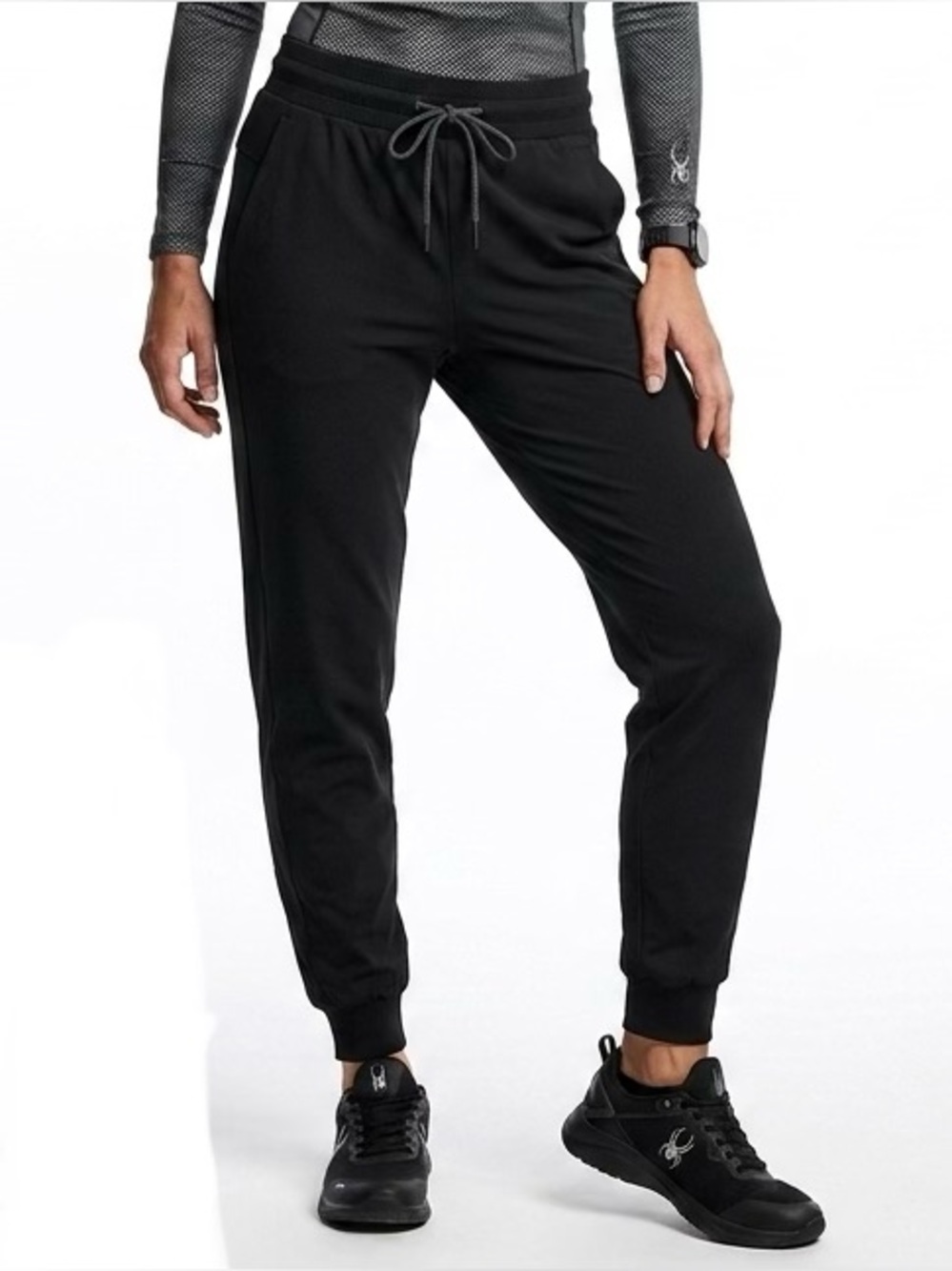 Spyder Active Joggers Athletic Pants Drawstring Pockets Black Medium Active